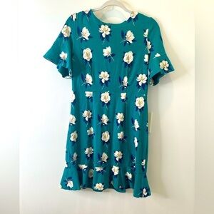 Draper James Womens A Line Dress Green
White Floral Stretch Crew Zip Ruffle S-M